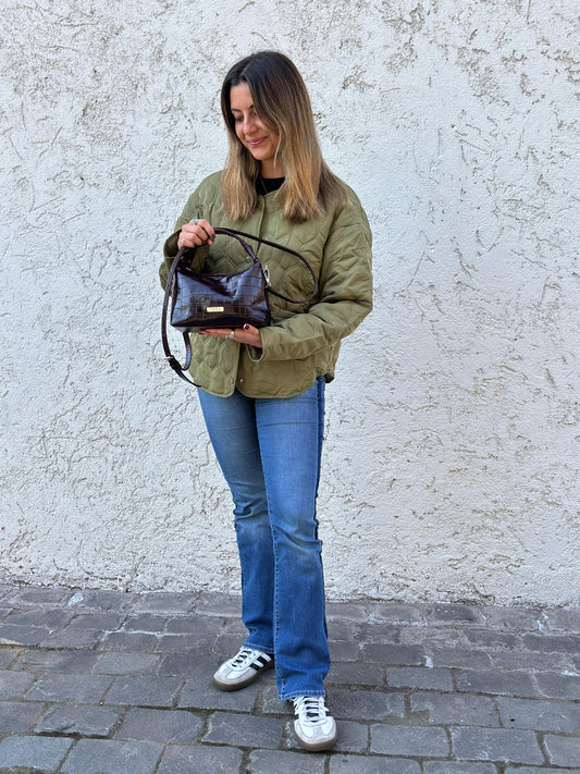 Cartera Milagros - Croco Black Cherry