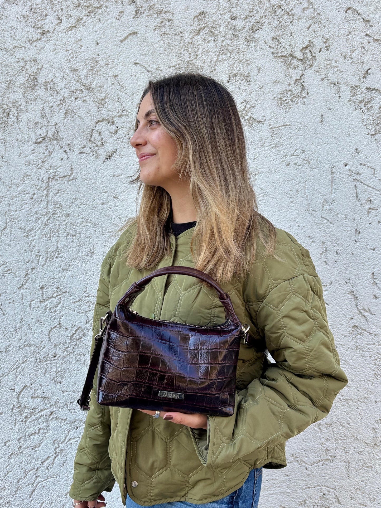 Cartera Milagros - Croco Black Cherry