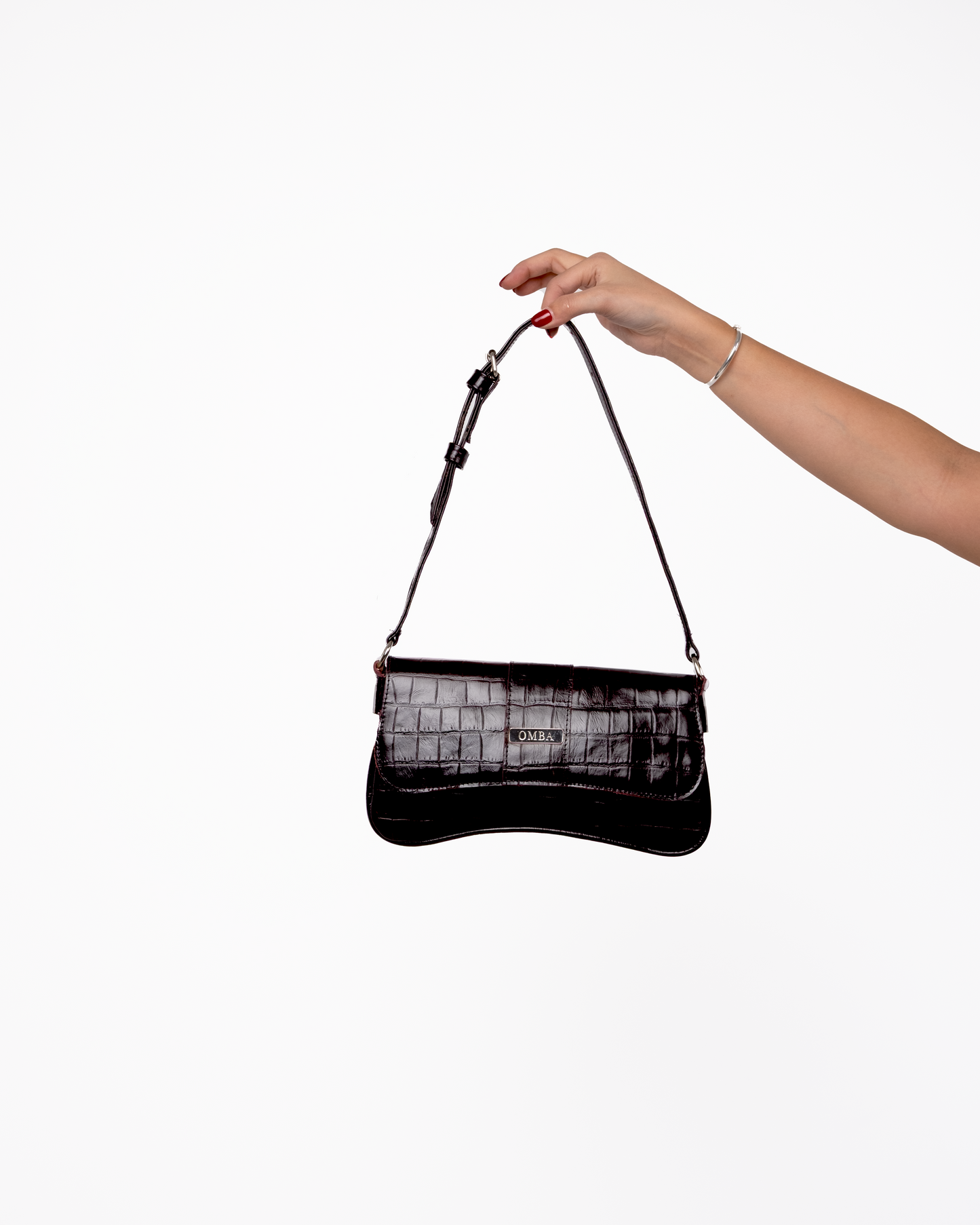 Cartera Candado - Black Cherry Croco