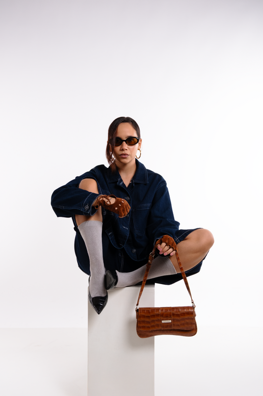 Cartera Candado - Brown Croco