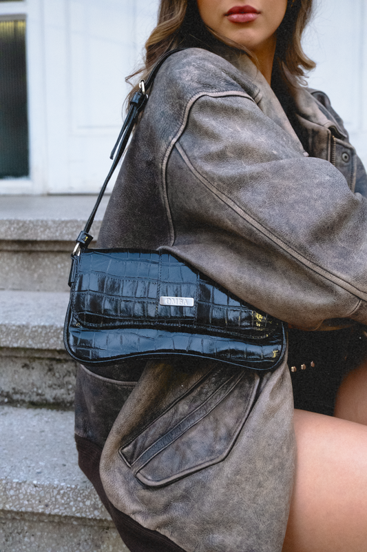 Cartera Candado - Black Croco