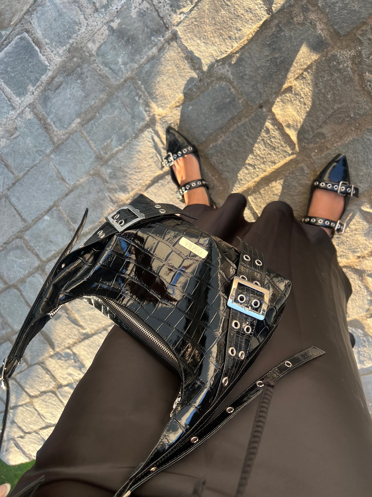 Cartera Victoria croco Negra