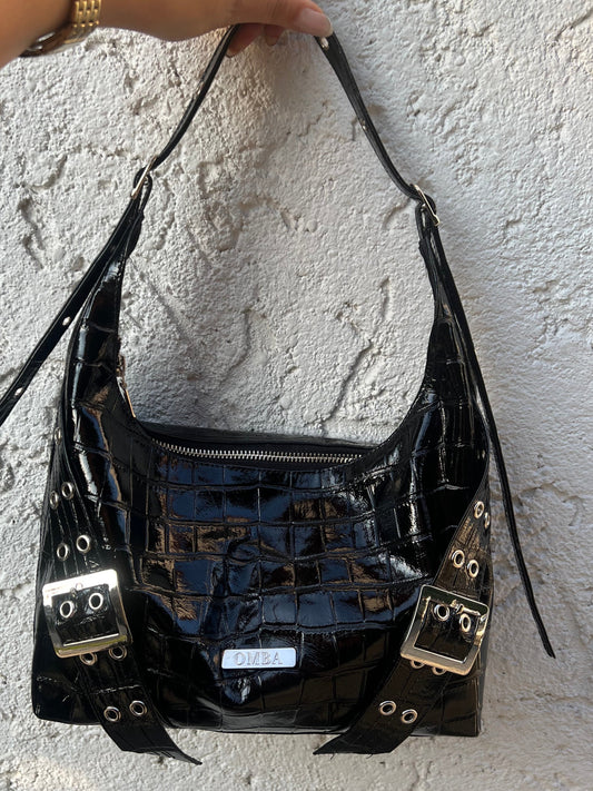 Cartera Victoria croco Negra