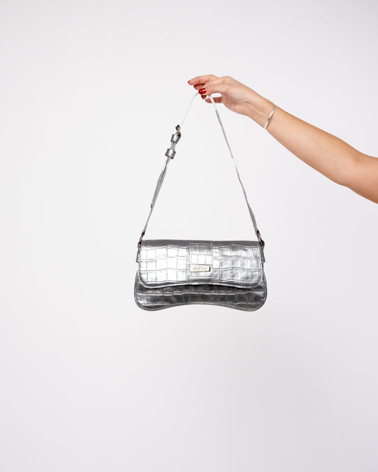 Cartera Candado - Silver Croco