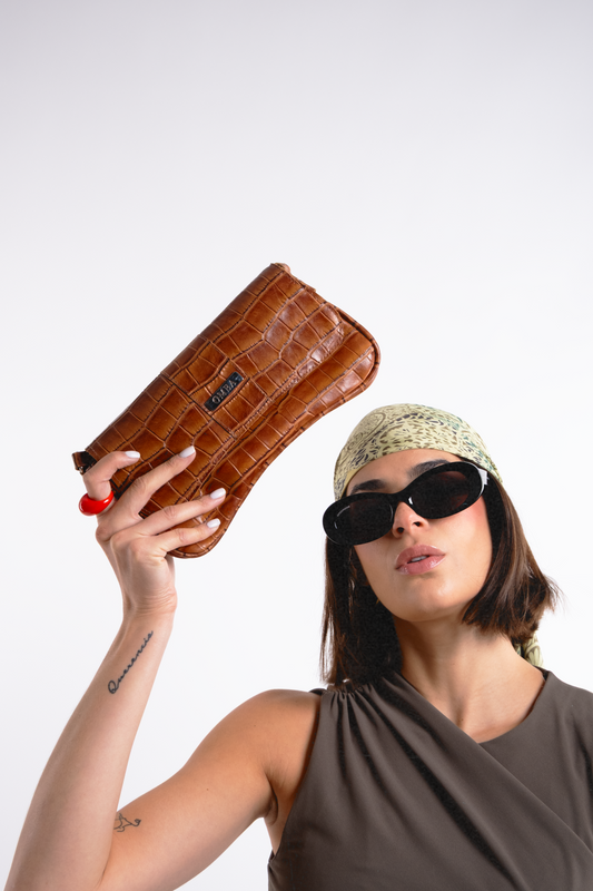 Cartera Candado - Brown Croco