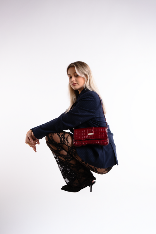 Cartera Candado - Cherry Croco