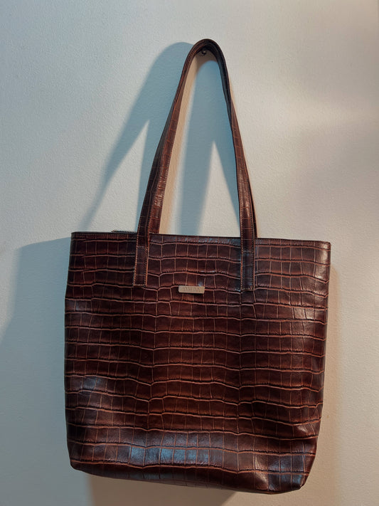 Tote Bag - Croco Dark Brown