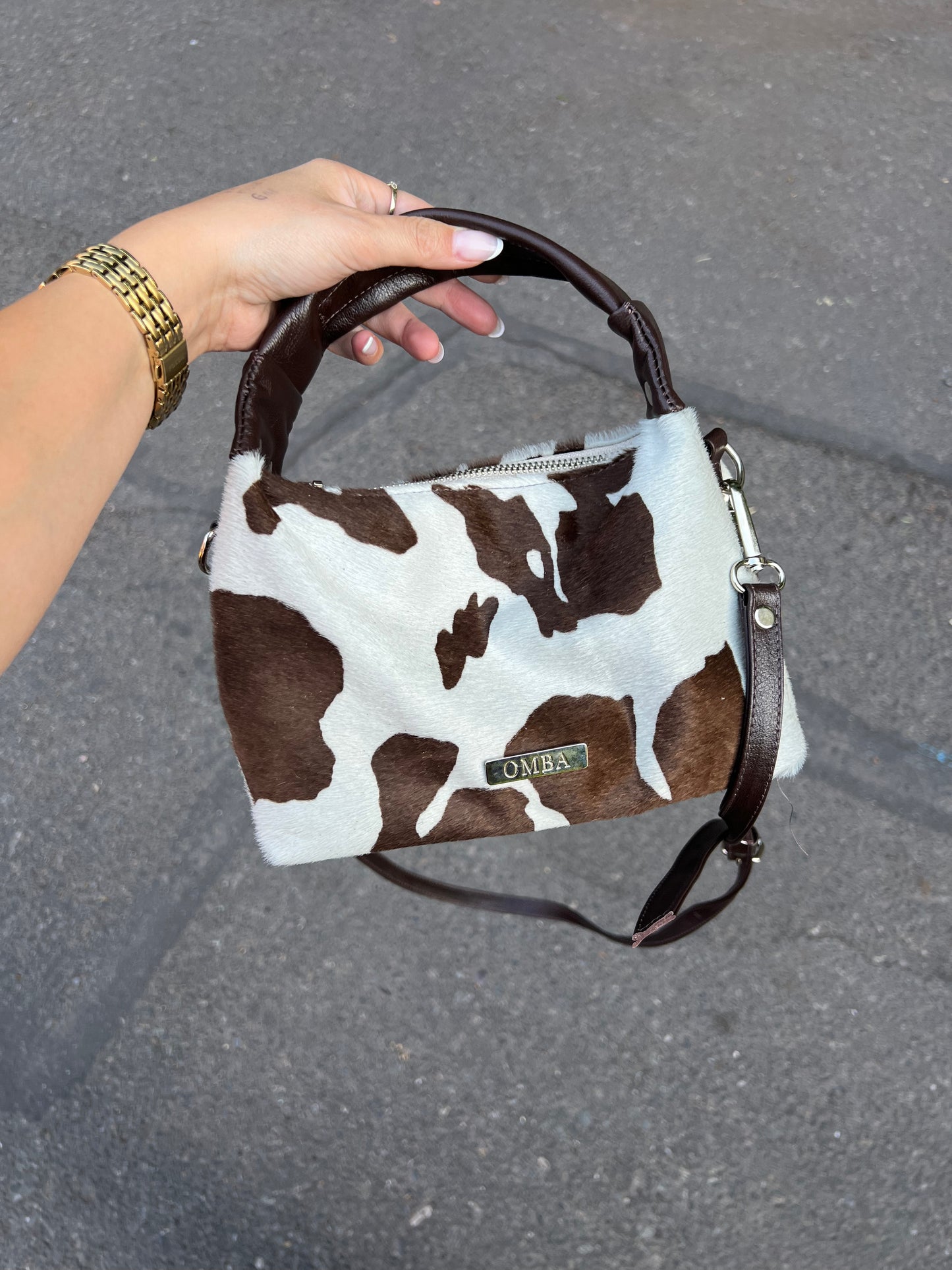 Cartera Milagros animal print cafe&white