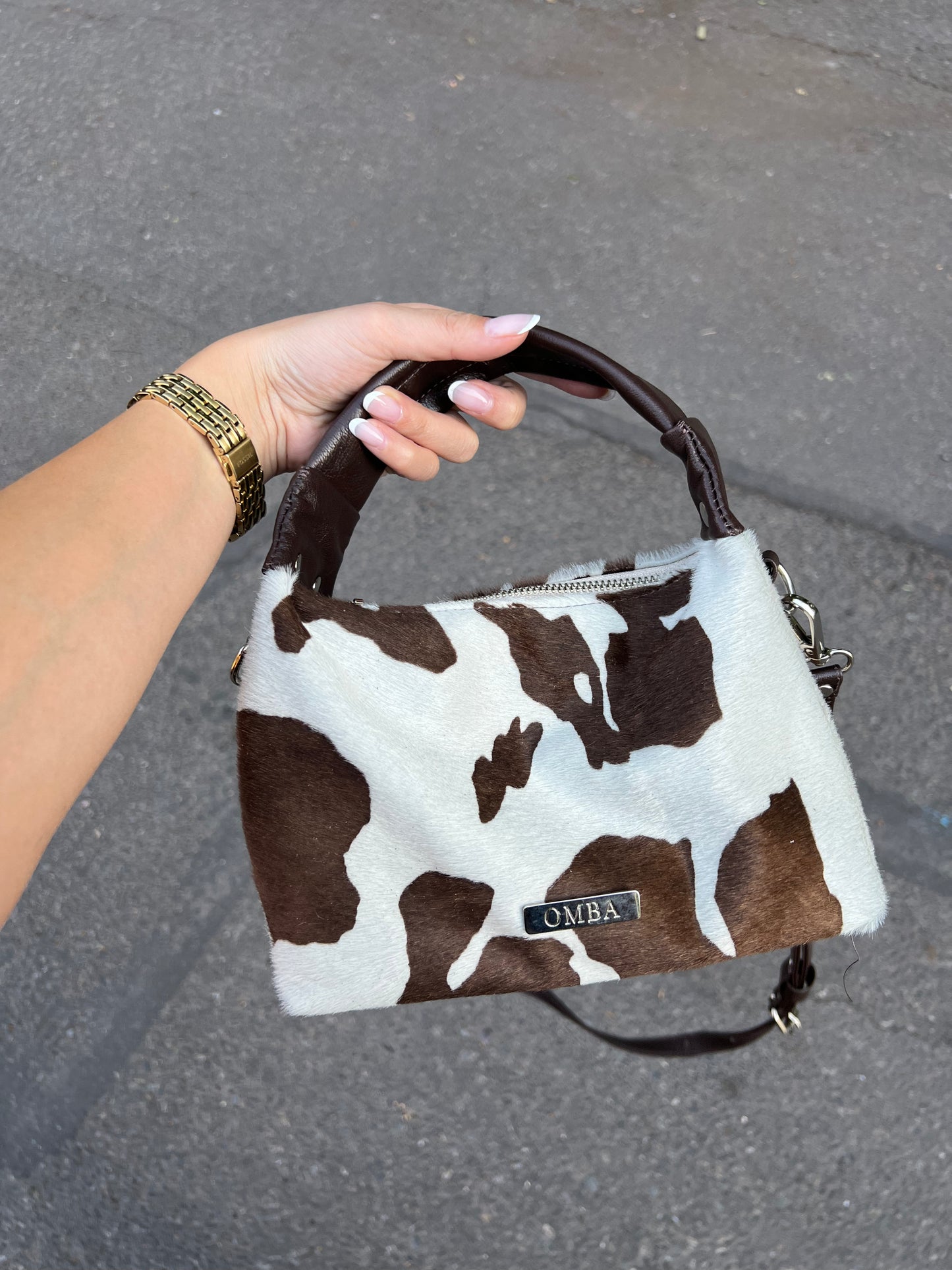 Cartera Milagros animal print cafe&white