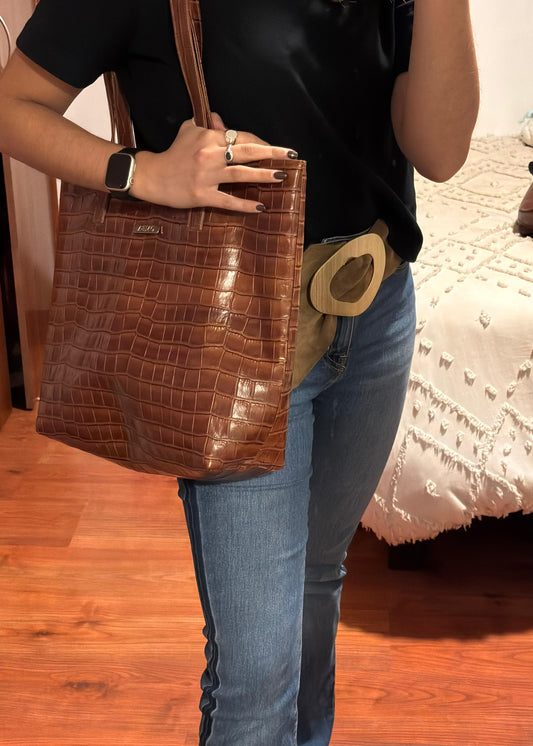 Tote Brown Caramel Croco