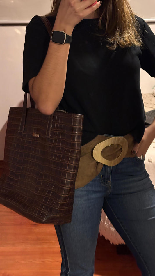 Tote Bag - Croco Dark Brown