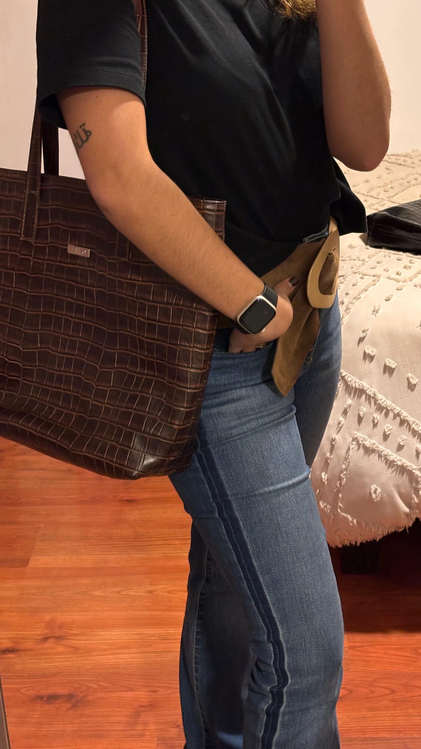 Tote Bag - Croco Dark Brown